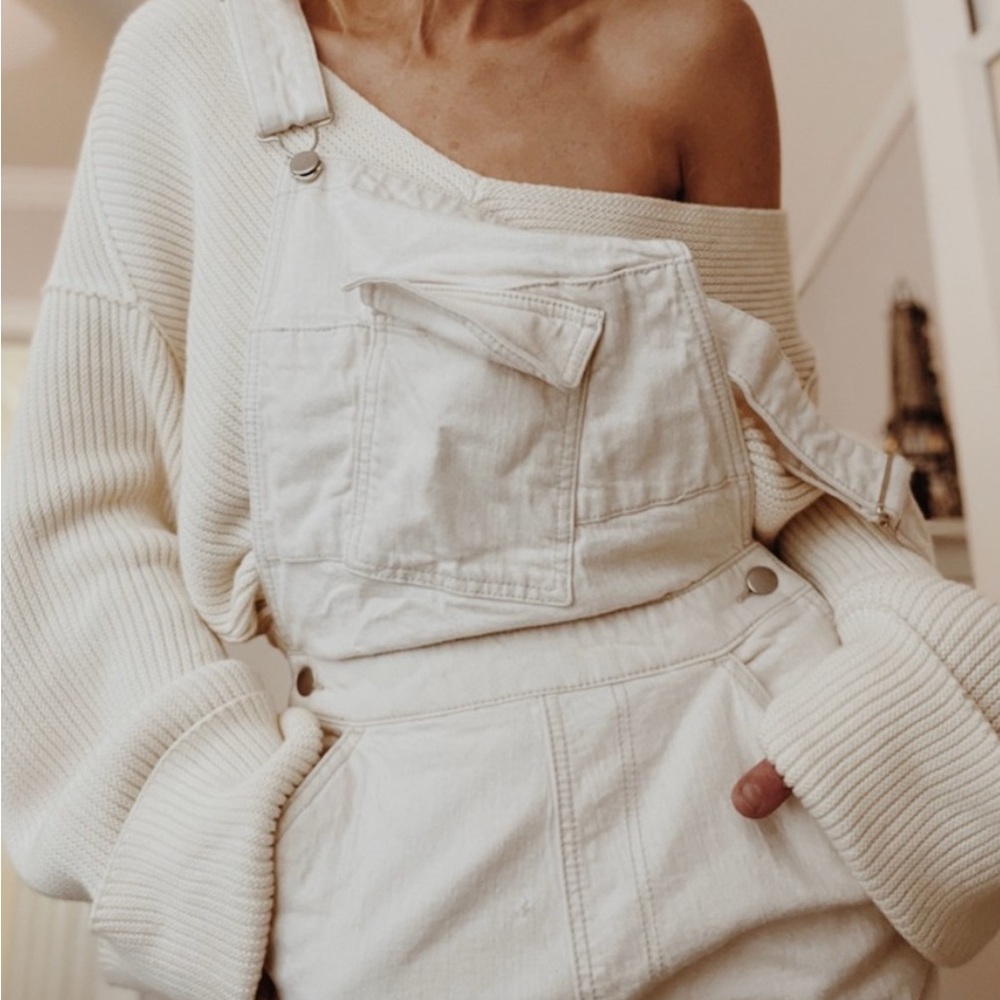 Kate spade Saturday cream denim long overalls XS extra small